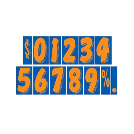 Ez Line 7 1/2"Fluoresc. Orng & Blue Adhesive Windshield Num:Family Size Pk 264-FAM